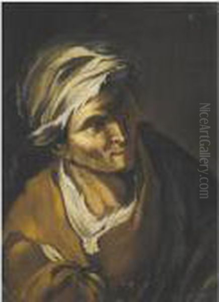 Study Of A Elderly Man Oil Painting by Salvator Rosa