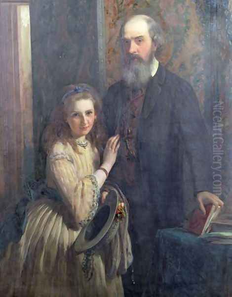 Sir William FitzHerbert with his daughter, Ida, 1862 Oil Painting by James Sant