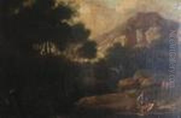 Landscape With Figures Oil Painting by Salvator Rosa