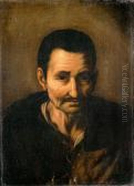 Uomo A Mezzo Busto Oil Painting by Salvator Rosa