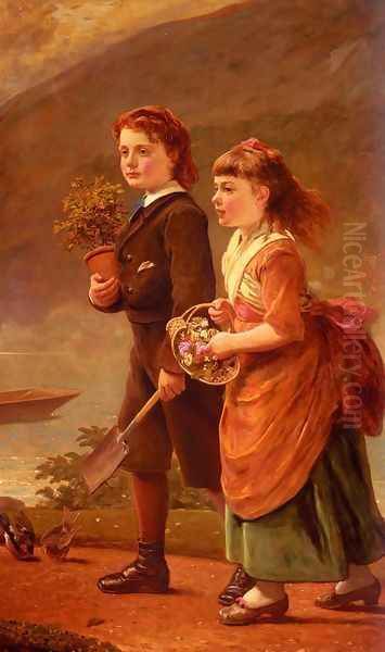 The Children Of Major H. Barrett Of Moredon, Taunton Oil Painting by James Sant