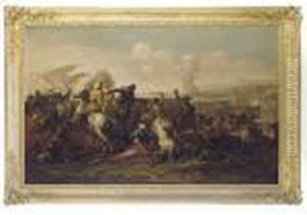 A Cavalry Skirmish Oil Painting by Salvator Rosa