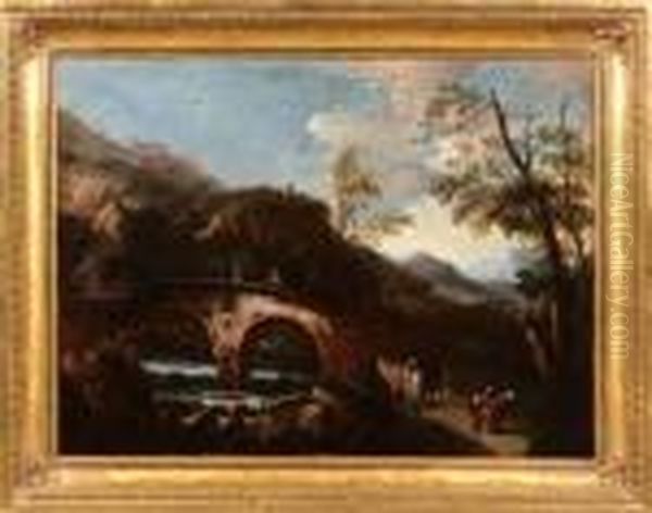 Il Ponte Rotto Oil Painting by Salvator Rosa