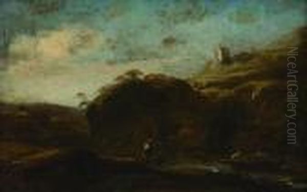 Paesaggio Con Pescatori Oil Painting by Salvator Rosa