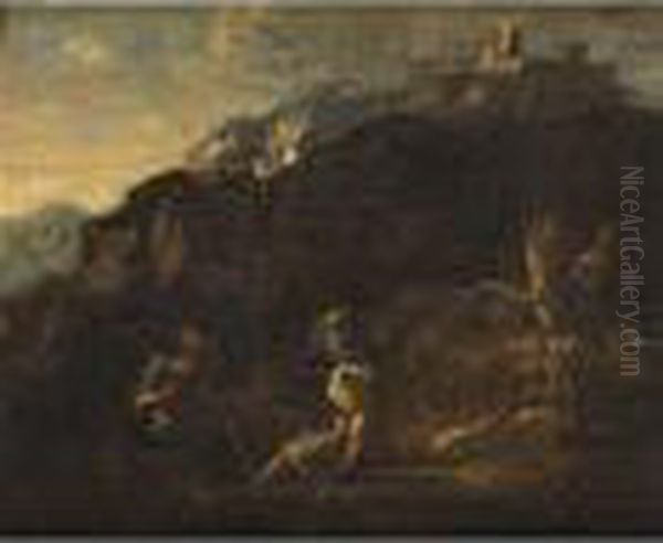 Paesaggio Campestre Con Figure Oil Painting by Salvator Rosa