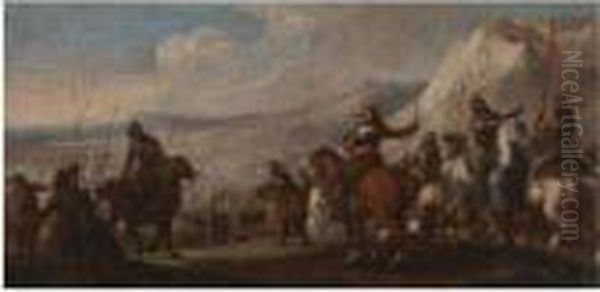 Soldiers Getting Ready For Battle Oil Painting by Salvator Rosa