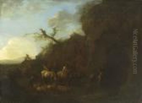 Felslandschaft Mit Fouragierenden
 Kriegern. Oil Painting by Salvator Rosa