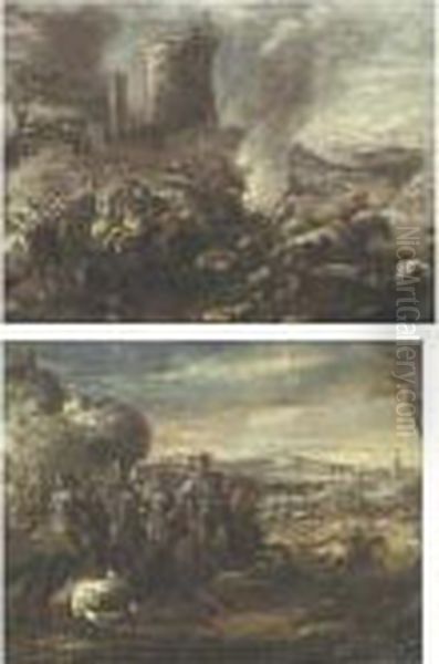 Battle Scenes Oil Painting by Salvator Rosa