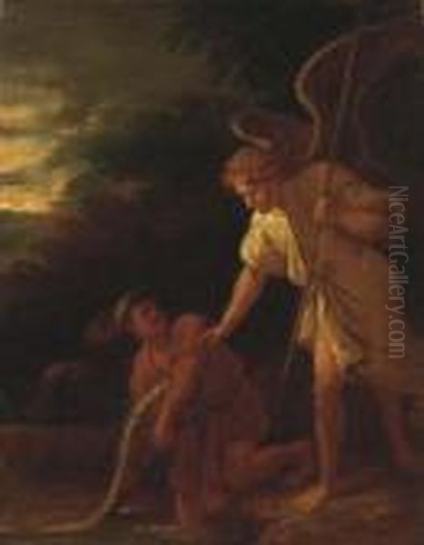 Tobie Et L'ange Oil Painting by Salvator Rosa