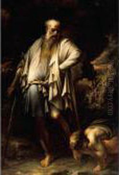 Diogenes Casting Away His Cup Oil Painting by Salvator Rosa