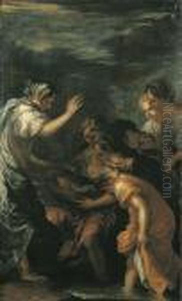 Ritrovamento Di Mose Oil Painting by Salvator Rosa