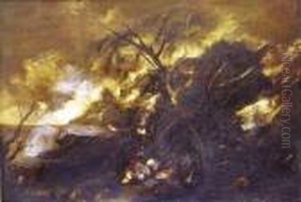 Paesaggio Con Marina E Soldati
Intorno Al Fuoco Oil Painting by Salvator Rosa