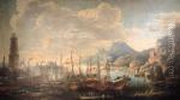 Marina Del Porto; And Marina Del Faro Oil Painting by Salvator Rosa