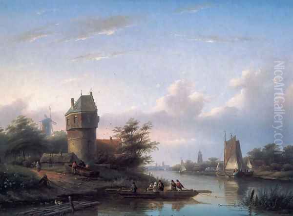 The Ferry Oil Painting by Jan Jacob Coenraad Spohler