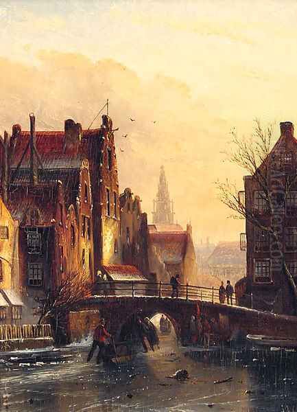 View On The Grimburg Wall, Amsterdam Oil Painting by Jan Jacob Coenraad Spohler