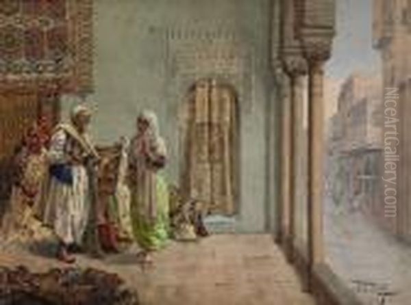 An Oriental Bazaar Oil Painting by Giulio Rosati