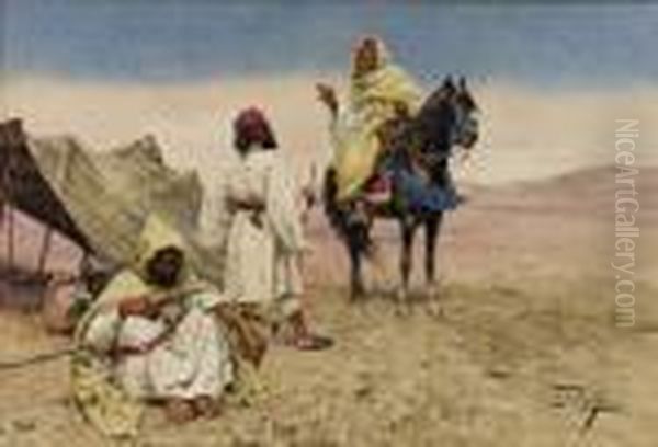 Desert Nomads Oil Painting by Giulio Rosati