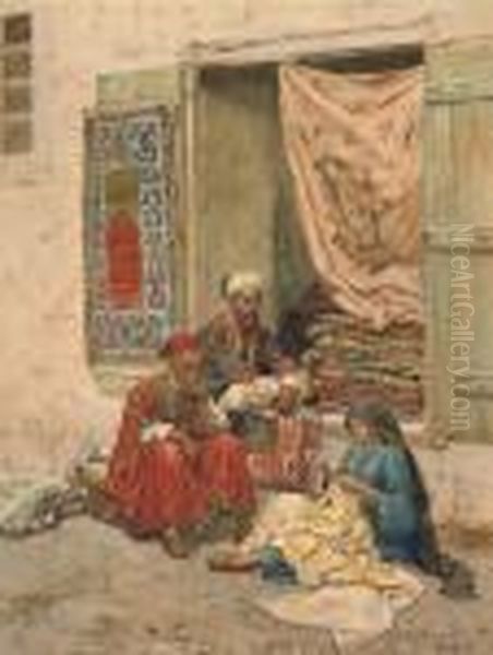 The Carpet Seller Oil Painting by Giulio Rosati