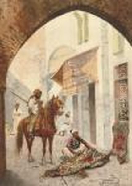 The Carpet Seller Oil Painting by Giulio Rosati