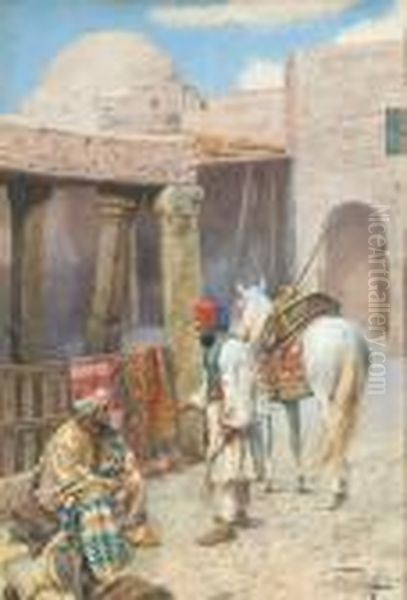 The Carpet Seller Oil Painting by Giulio Rosati