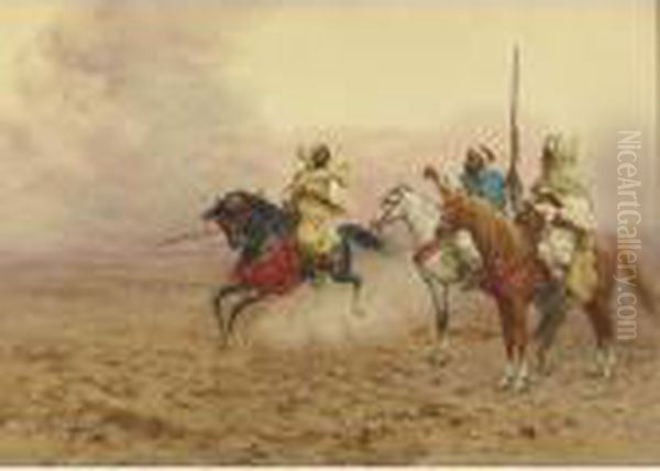 The Bedouin Scouts Oil Painting by Giulio Rosati