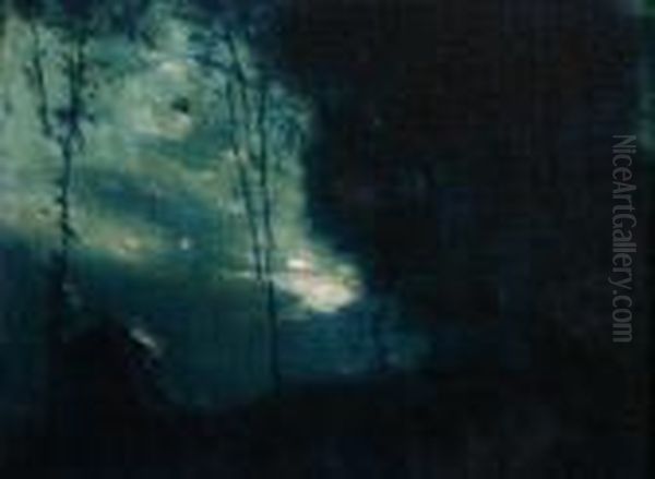 Cabin In Ghostly Woods Oil Painting by Harry Herman Roseland