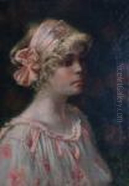 Portrait Of The Artist's Daughter Oil Painting by Harry Herman Roseland