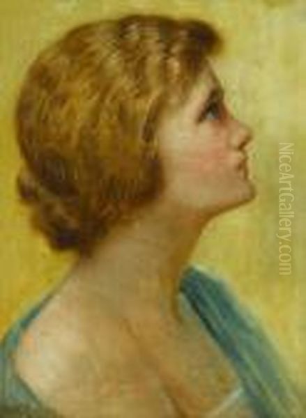 Woman's Head In Profile Oil Painting by Harry Herman Roseland