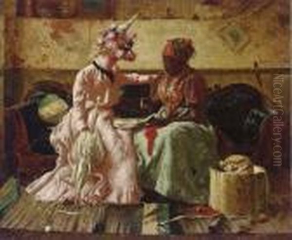 Reading The Cards Oil Painting by Harry Herman Roseland