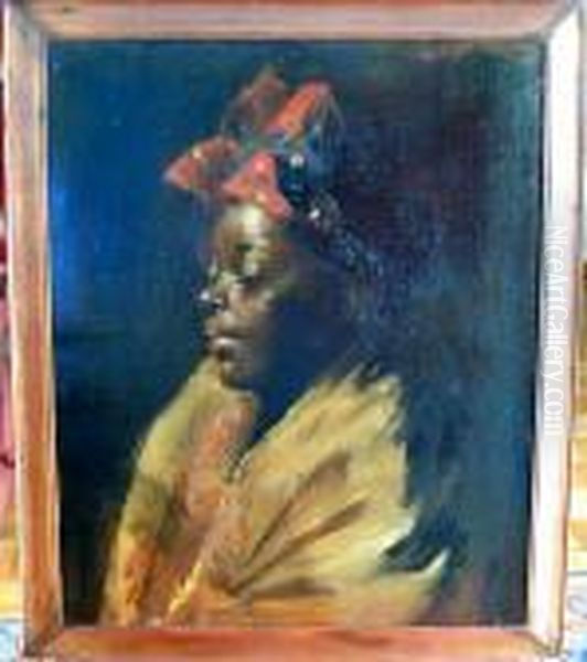 Portrait Of Pretty Young African American Girl Oil Painting by Harry Herman Roseland