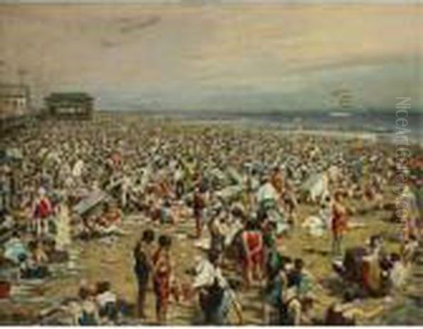 The Beach At Coney Island Oil Painting by Harry Herman Roseland