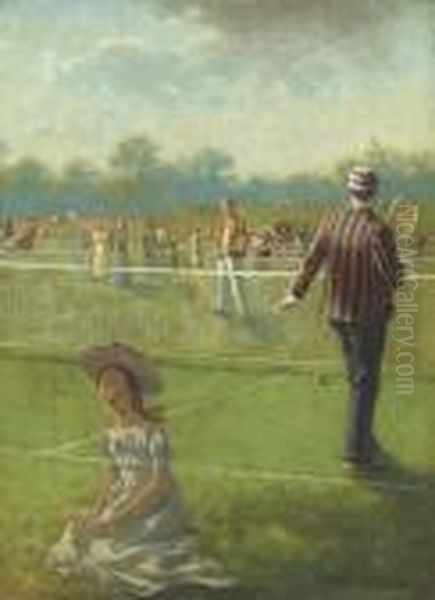 Tennis Oil Painting by Harry Herman Roseland