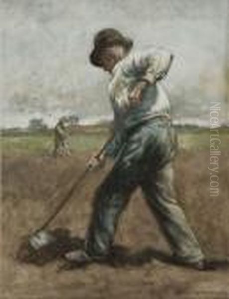 Hoeing Oil Painting by Harry Herman Roseland