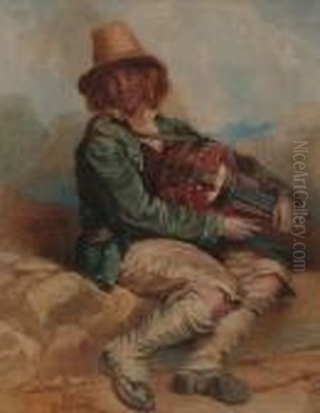 Boy With An Instrument Oil Painting by Harry Herman Roseland