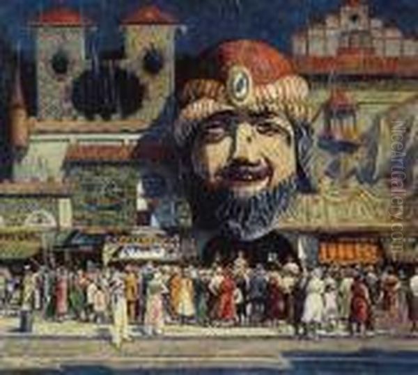 Coney Island Fair Amusement Palace, Night In Egypt Oil Painting by Harry Herman Roseland