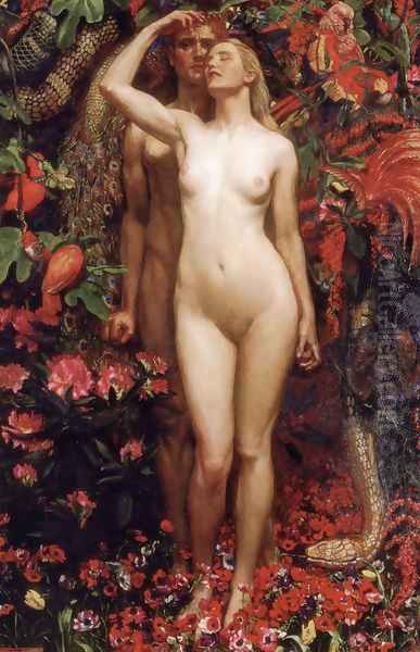 The Woman, the Man and the Serpent Oil Painting by John Byam Liston Shaw