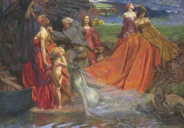 Now is Pilgrim Fair Autumn's Charge Oil Painting by John Byam Liston Shaw