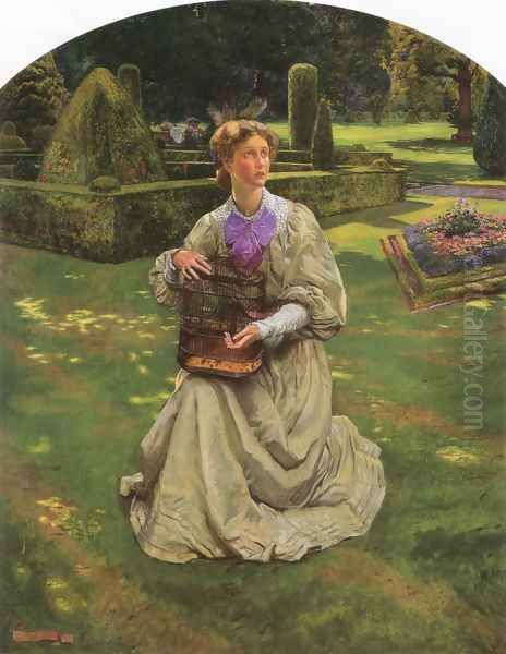 The Caged Bird Oil Painting by John Byam Liston Shaw