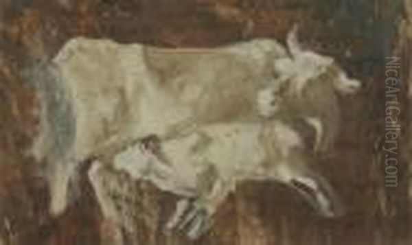 Mucca Con Vitellino Oil Painting by Federico Rossano