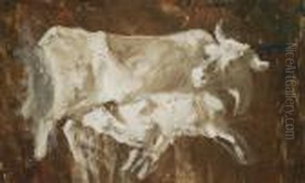 Mucca E Vitellino Oil Painting by Federico Rossano