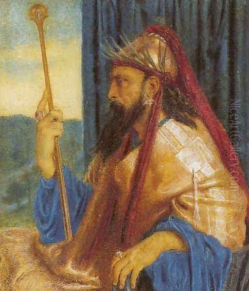 King Solomon Oil Painting by Simeon Solomon