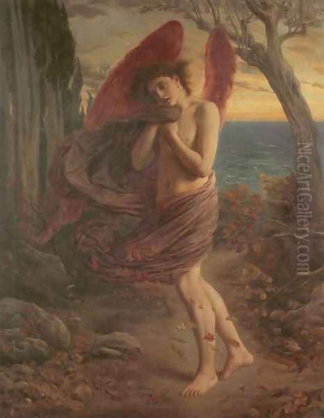 Love in Autumn Oil Painting by Simeon Solomon