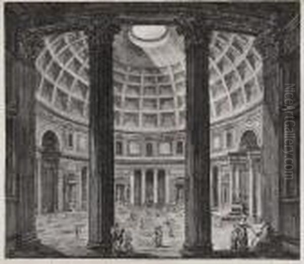 Interior Of The Pantheon Oil Painting by Luigi Rossini