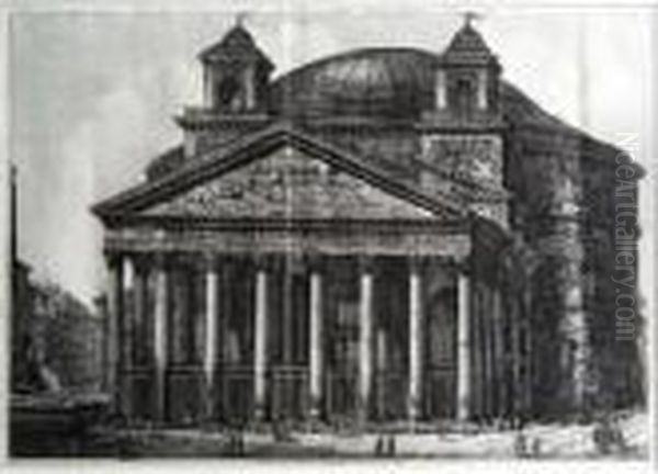 Veduta Di Pantheon Agrippa Oggi Chiesa Di S.maria Ad Martyres Oil Painting by Luigi Rossini