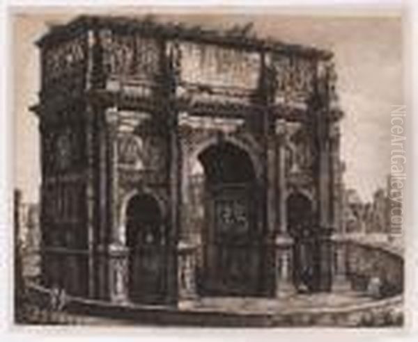 Veduta Dell' Arco Di Constantino Oil Painting by Luigi Rossini