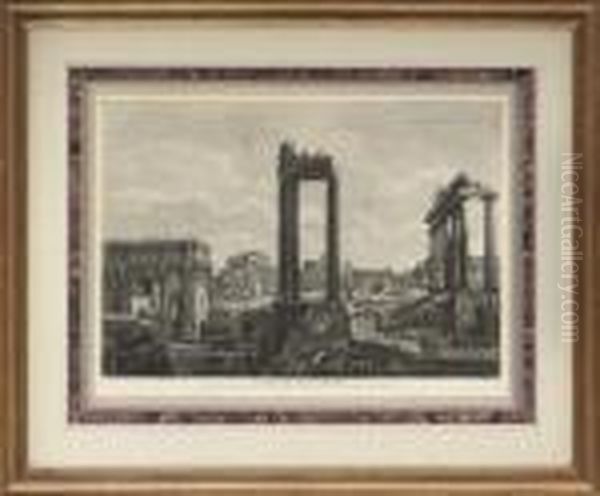 Views Of Rome From Antichita Romane Oil Painting by Luigi Rossini