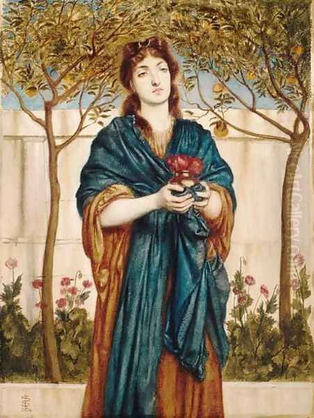 Priestess Offering Poppies Oil Painting by Simeon Solomon