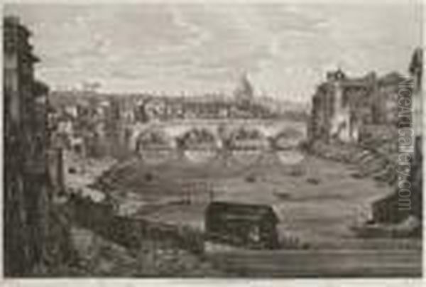 Views Of Rome, From Antichita Romane Oil Painting by Luigi Rossini