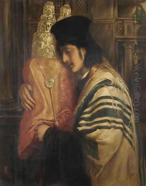 Rabbi Carrying the Law Oil Painting by Simeon Solomon