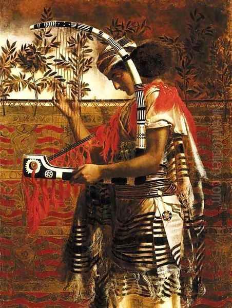 A Young Musician employed in the Temple Service during the Feast of the Tabernacles, later called Hosanna Oil Painting by Simeon Solomon